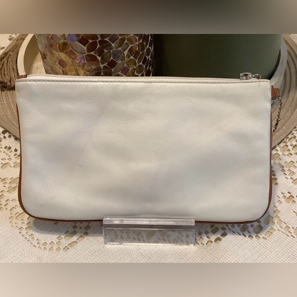 Coach White and Brown Wristlet Clutch - Picture 2 of 7